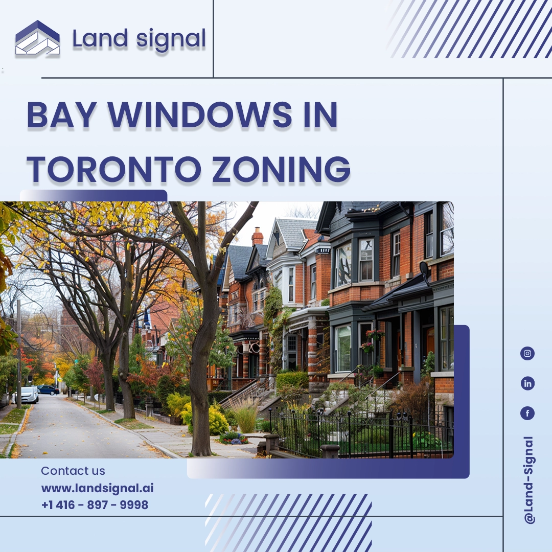 Row of Toronto houses with detailed bay windows, showing brick facades, residential zoning alignment, and urban streetscape with greenery.