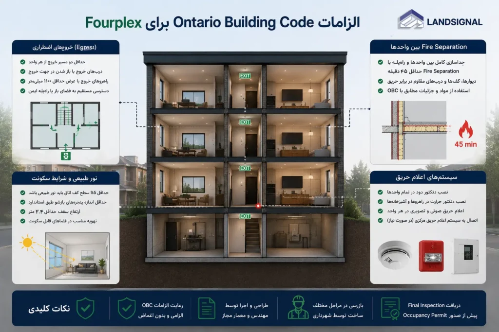 الزامات Ontario Building Code برای Fourplex
