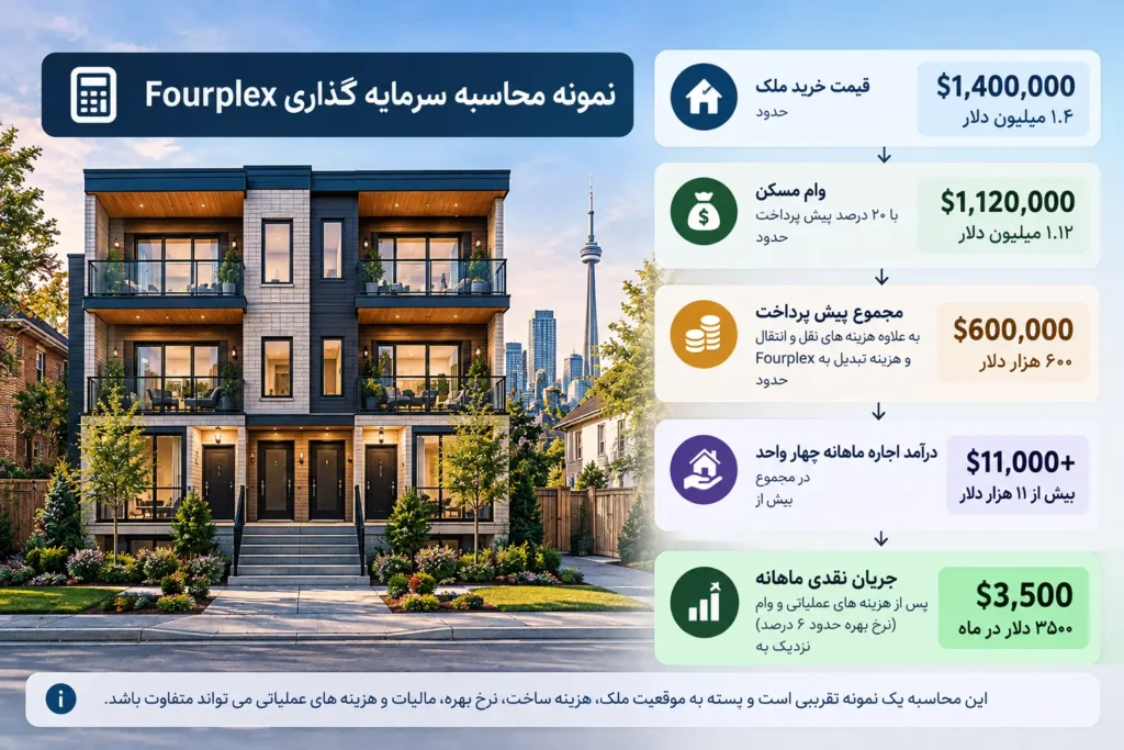 نمونه محاسبه سرمایه گذاری Fourplex